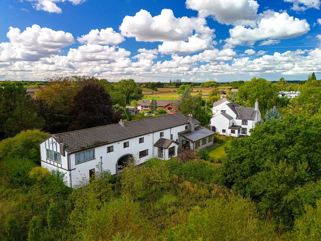 Speakman Barn Glazebury aerial estate photography